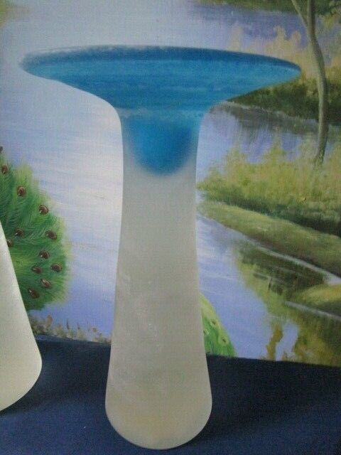 Blue scavo glass candlestick holders BY Antonio da Ros for Cenedes MURANO PICK1 - $799.91 - $1,010.78