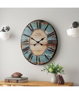 Turquoise Oversized Distressed Paris Wood Wall Clock - $4,566.11 MXN