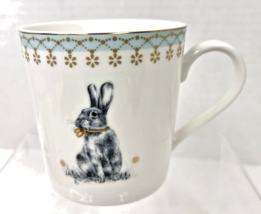 Spode Meadow Lane Tall Coffee Mug Bunny Rabbit Soft Blue Green &amp; Gold Ri... - $18.32