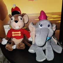 Disney Store Timothy Mouse &amp; Dumbo Mini Bean Bag Plush 8&quot; Stuffed Animals - £14.87 GBP