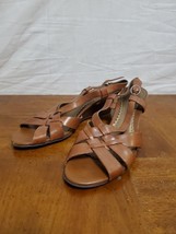Naturalizer Brown Leather Wedge Sandals Shoes Panda Size 9B Barely Worn - $18.95