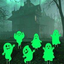 6 Pack Outdoor Halloween Decorations Ghost Halloween Yard Stakes Fluorescent Sig - £36.37 GBP