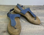 Aerosoles Sandals Womens 8.5 M Slip On Thong Flip Flops Blue Leather - $24.74