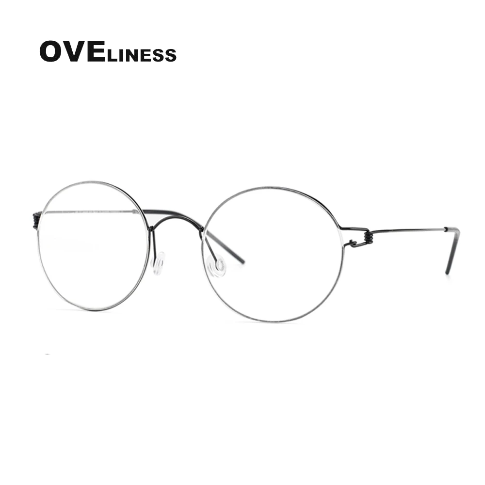 Titanium Screwless Eyewear Prescription Retro Eyegles Fe Women Round Myopia Opti - $127.06