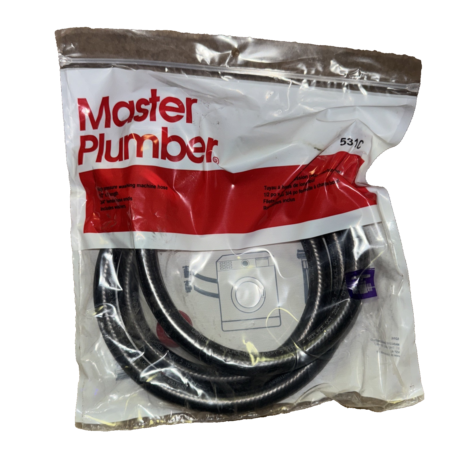 Master Plumber 531C, High Pressure Washing Machine Hose, 3/4-Inch x 60-Inch - $3.60