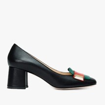 The Olney Black Leather Block Heel Pump Women Shoe image 3
