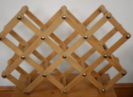 Vintage Wood 8 Bottle Wine Rack Collapsible Accordion Foldable Expandable - £15.02 GBP