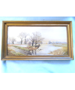Watercolour Rural Country Couple Boating on Loch circa 1913 J Reynolds - $50.00