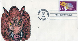 US 3997l FDC Year of Boar, Lunar New Year, hand-painted SMB ZAYIX 1223M0231 - $10.00