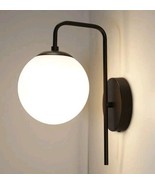Darienne 1 Light Armed Wall Sconce Black/ White Glass Globe Wall Light - $344.23 MXN