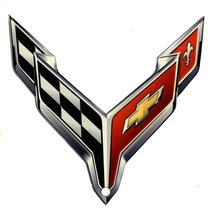C8 Corvette Crossed Flag Metal Magnet Emblem Art 4.5&quot; x 4.5&quot; Cross 2020 ... - £15.69 GBP