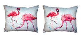 Pair Of Betsy Drake Funky Flamingos No Cord Pillows 16 X 20 - £70.05 GBP