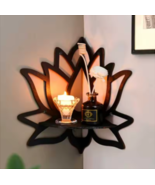Decorative Carved Wooden Corner Shelf Organizer — "Lotus" - $12.99