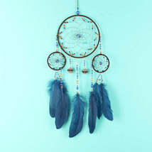 The Commitments Handmade Indian Wind Chimes Navy Blue Feather Indoor Vintage Wal - £25.15 GBP