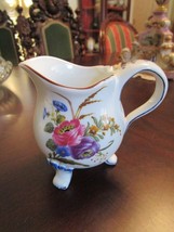 THE FRANKLIN MINT PORCELAIN FLORAL FOOTED CREAMER PITCHER 4 1/2 X 5&quot;  - $64.35