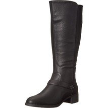 Easy Street Women Riding Boot Jewel Plus Size US 7.5M Wide Calf Black PU Leather - £33.41 GBP