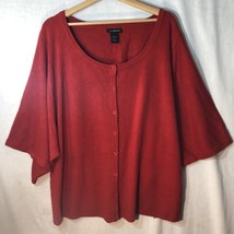 Lane Bryant Size 26/28 Red Ribbed Waist Cardigan Sweater 3/4 Sleeve Acrylic - £19.77 GBP