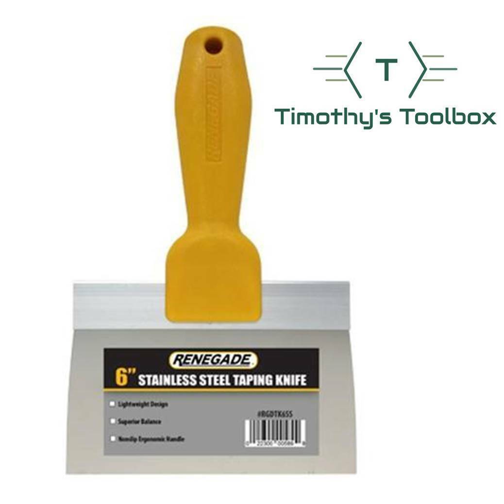 Textured Handle 6&quot; Stainless Steel Taping Knife by Renegade - $11.99