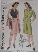 Simplicity Pattern 1045 Misses&#39; Halter Top &amp; 2-Piece Dress Size 12 Vintage 1940s - £17.52 GBP