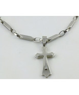 LAURENCE FOSS Stainless Steel Double Layer CROSS Pendant and Link Chain ... - £355.87 GBP