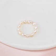 Small Natural Freshwater Pearl Couple Rings for Women Real 925 Sterling Silver J - £15.76 GBP