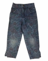 VTG Brittania Girls Sz 5 Denim Jean Pants Flowers Button Zip - $8.97