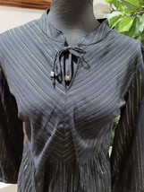 Covington Women&#39;s Black Cotton Long Sleeve V-Neck Pleated Blouse Size 14-16 - £18.09 GBP