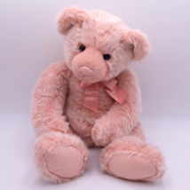 Frosted Baby Pink Teddy Bear Plush  Stuffed Heavy 18&quot; Vintage Harvest Moon  - £37.42 GBP