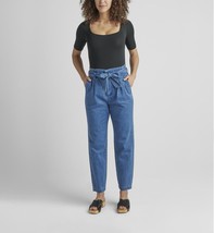 Jag belted pleat high rise tapered leg pant in Blue Nova - size 8 - £40.66 GBP