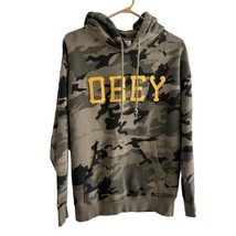 Obey Camo Army Hoodie Pullover Men’s Size Medium Skateboard Yellow Spell... - $28.47