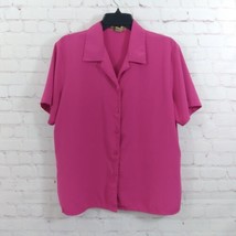 Notations Blouse Womens XL Pink Short Sleeve Collared Button Up Classic Career - £15.71 GBP