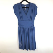 Lole Womens Dress Faux Wrap V-Neck Empire Waist Cap Short Sleeve Knit Blue S - £7.76 GBP