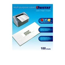 Unistat Laser/Inkjet/Copier Backslit Label 100pk (1/sheet) - £44.48 GBP