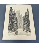 Vintage Cathedral In Brittany France M. Ellsworth signed below etching - $711.23 MXN