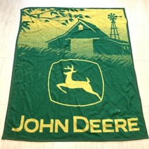 John Deere Plush Blanket Green Yellow Nothing Runs Like A Deere 55.5X45.5 - £23.35 GBP