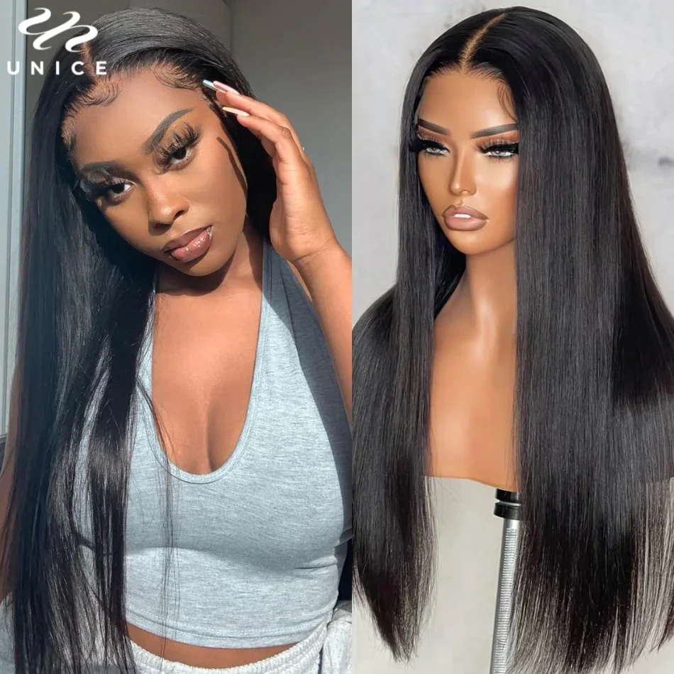 UNice Hair Bone Straight Hair 5x5 HD Lace Closure Wig 13x4 Lace Front Wigs Hum - £89.55 GBP+