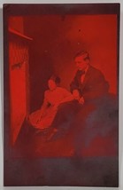 RPPC Red Filter Couple at Fireplace Real Photo Red Finish Silvering Postcard Z18 - £15.62 GBP