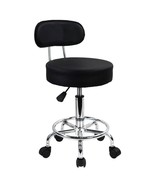 Ergonomic Height Adjustable PU Leather Rolling Stool with Footrest for O... - $77.21