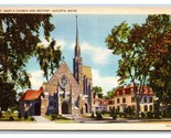 St Mary&#39;s Church Augusta Maine ME UNP Linen Postcard Y7 - £1.55 GBP