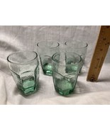 Vintage Set of 4 Libbey Chivalry Green Small Juice Glasses-Textured Hexa... - $32.00