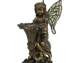 Fairy Fluted Flower Bird Feeder Bronzed Look 11&quot; High Stained Glass Look... - $42.56