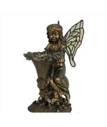 Fairy Fluted Flower Bird Feeder Bronzed Look 11&quot; High Stained Glass Look... - £33.91 GBP