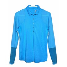Lucky in Love Shirt Womens Small 4-6 Blue Long Sleeve Tennis 1/4 Zip Gol... - $16.03