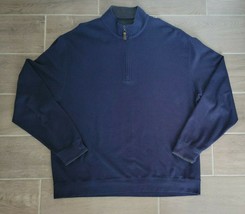 Orvis Mens 1/4 Quarter Zip Pullover Sweater Navy Blue Size 2XL 100% Pima Cotton - £30.92 GBP