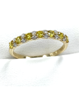 0.50Ct Alternating Yellow & White Round Lab Grown Diamond Wedding Band 14k Gold - $10,097.73 MXN - $11,200.29 MXN