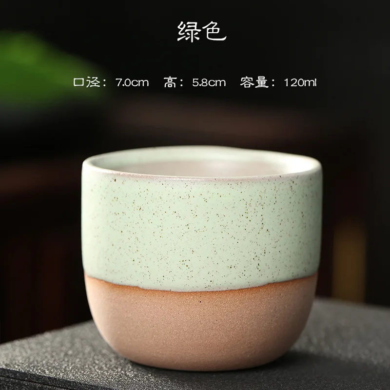 120ML Stoneware Retro Chinese Tea Cup Round Color Block Mug Capacity: 12... - €6,73 EUR