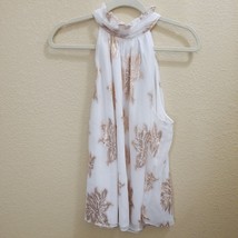 Halter Top Cream With Gold Poinsettias Sleeveless Fully Lined Womans XL ... - £17.44 GBP