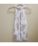 Halter Top Cream With Gold Poinsettias Sleeveless Fully Lined Womans XL ... - £17.39 GBP