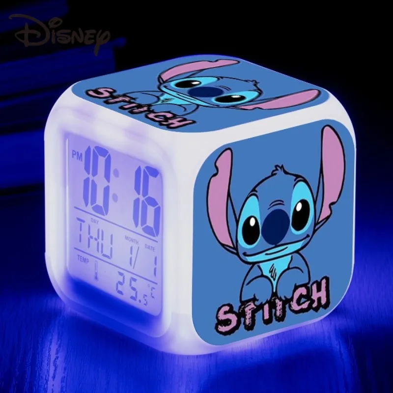 Lilo and Stitch Disney Alarm Clock Kawaii Cartoon Anime -8x8x8CM Stitch-01 - $10.52