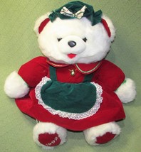 24&quot; 1992 K MART TEDDY CHRISTMAS BEAR GIRL PLUSH RED GREEN NECKLACE STUFF... - £19.33 GBP